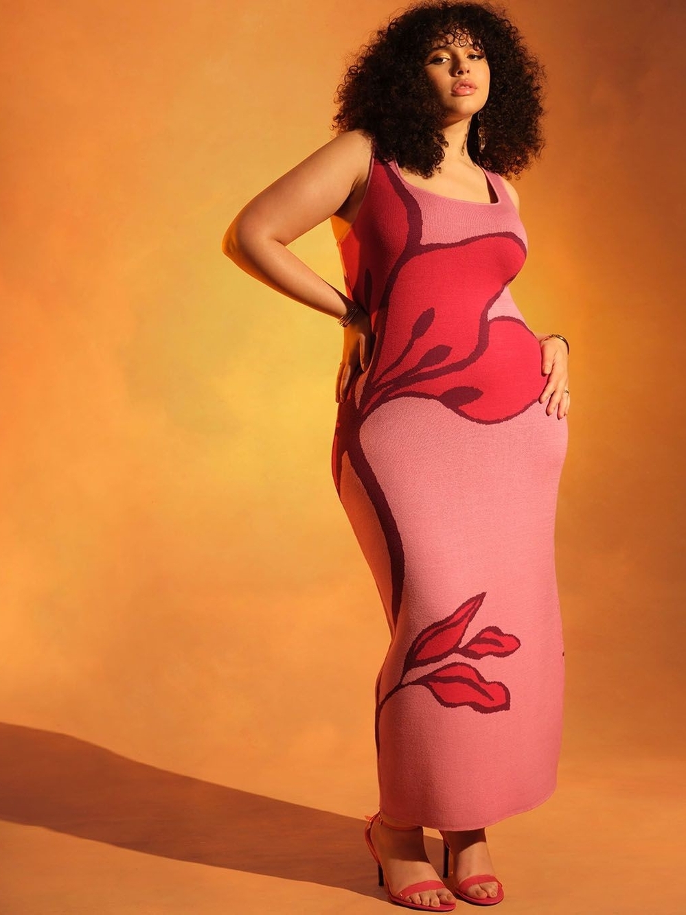 Eloquii Itarsia Pink Floral Dress - Picture 2 of 4